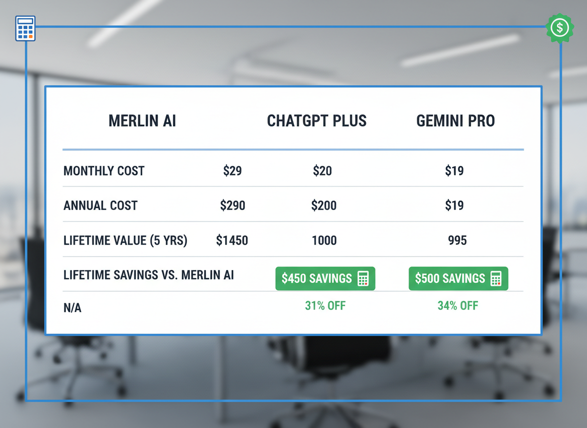 The Real Cost Breakdown: Merlin vs ChatGPT Plus vs Gemini Pro