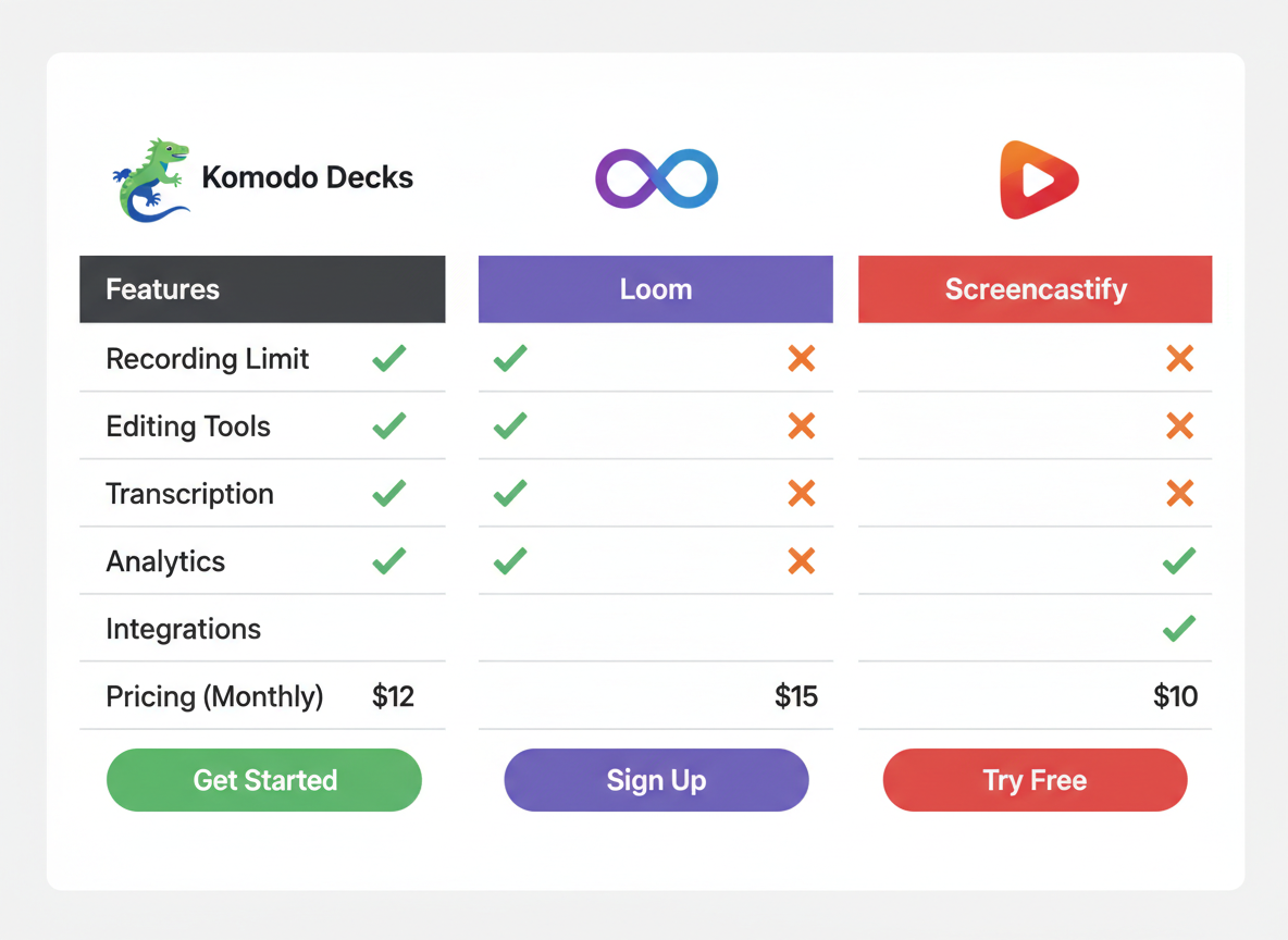Komodo Decks vs Loom vs Screencastify: Which Screencasting Tool Wins in 2026?